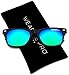 WearMe Pro -Square Horn Rimmed Soft Matte Frame Mirrored Lens Retro Sunglasses