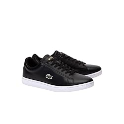 Lacoste Women's Hydez Leather Sneaker, Black/Gold, 7