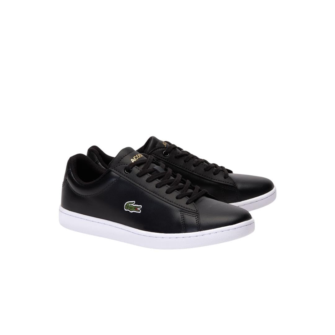 Lacoste Women's Hydez Leather Sneaker, Black/Gold, 7