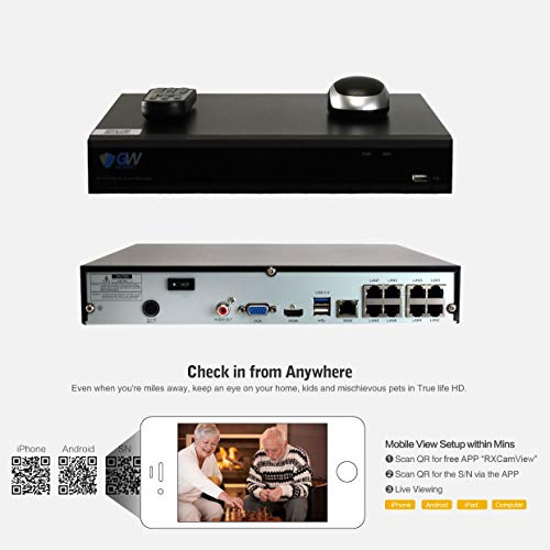 GW Security 8 Channel 4K NVR 5 Megapixel H.265 Security Camera System, 8 Built-in Microphone Audio Recording HD 1920P IP PoE Dome Cameras, QR-Code Connection - Thumbnail 3