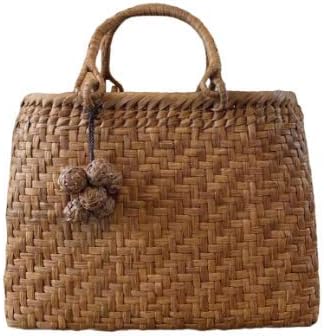 Amazon 山葡萄 手作り 籠バッグ 網代編み ストラップ付き 幅約31cm 縦約24cm マチ約12cm 雲居工芸 山葡萄 カゴ バッグ