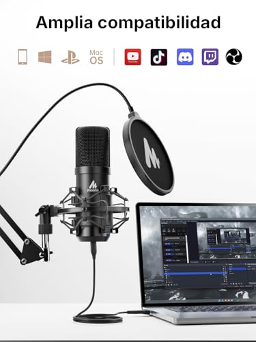 MAONO XLR/USB Condenser Microphone: 192kHz/24bit PC Plug and Play Metal Podcast Microphone Kit with Software, Professional Audio Chipset for Recording, Studio, Voice, YouTube A04 Gen2