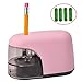 Electric Pencil Sharpener, Auto Stop, Perfect for Artist, Student, Supplies for Classroom/Office/Home, for 6.5-8mm diameter Pencils. (Pink+Battery(4 pcs))