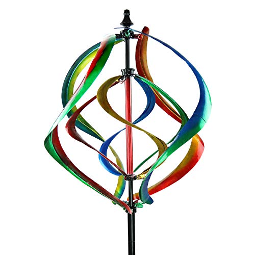 Kinetic Wind Spinners with Stable Stake Metal Garden Spinner with Reflective Painting Unique Lawn Ornament Wind Mill for Outdoor Yard Lawn Garden Decorations