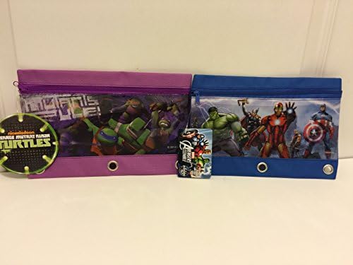 Set of 2 Pencil Pouches - Ninja Turtle and Avengers