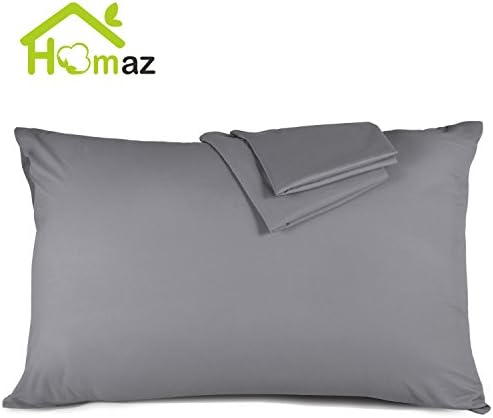Homaz 2Pack Queen Size Pillowcases, 100% Brushed Microfiber Pillowcase Protector Set Ultra Soft Anti Wrinkle Hypoallergenic Bedding Sets Pillow Covers ( Gray )