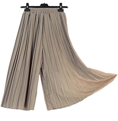 ARJOSA® Women Pleated Palazzo Pants Wide Leg Straight Cropped Trouser (L, #1 Beige)