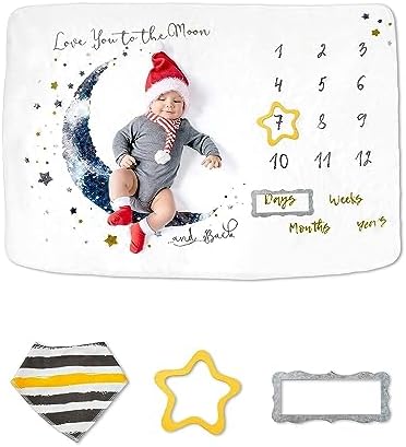 BURDEAN Baby Monthly Milestone Blanket, Baby Photo Blanket Photo