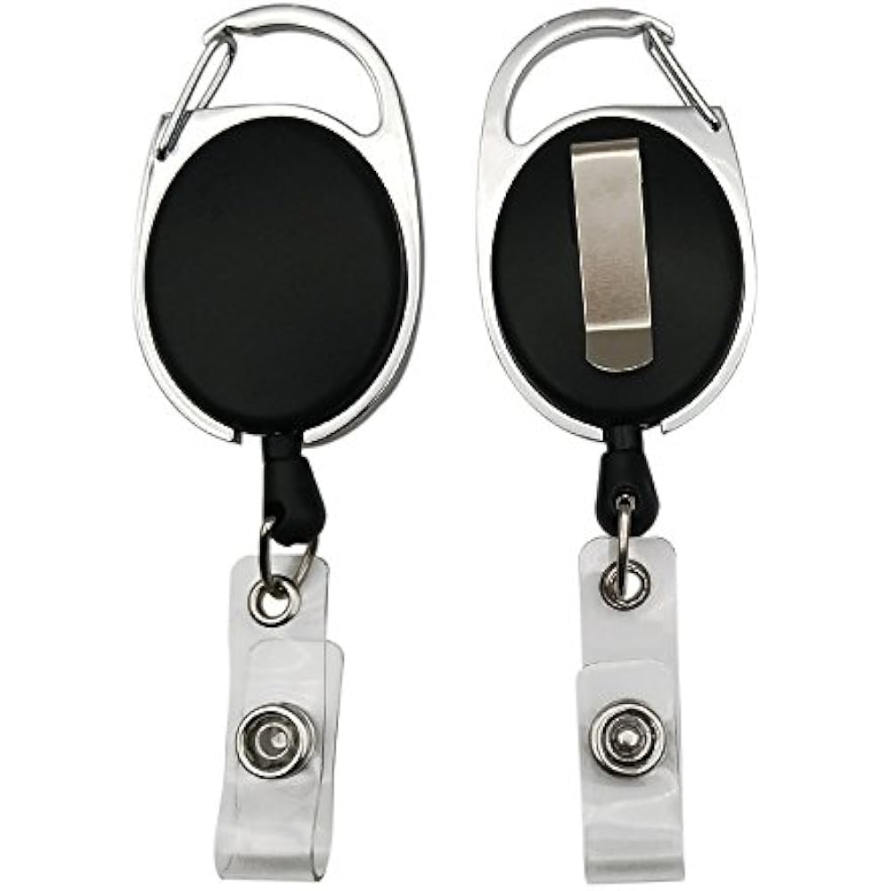 2 Packs Retractable Badge Holders With Carabiner Reel Clip And Vertical