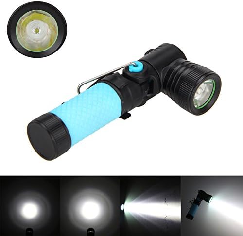 RangeX Mini 1000LM CREE Q5 LED 90 Degree Pivoting Flashlight Torch Light 3 Mode (Single, Blue)