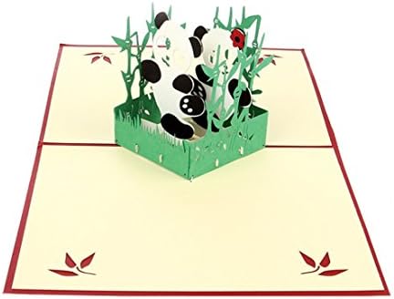 Animal Greeting Card - Handmade Paper Carving - 3D Panda Cubical Greeting Card