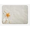 Lunarable Seashells Bath Mat, Beach and Yellow Starfish Marine Nature Sand Nautical Print, Plush Bathroom Decor Mat with…