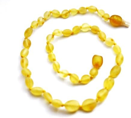 Momma Goose Olive Teething Necklace, Unpolished Lemon, Small/11-11.5"
