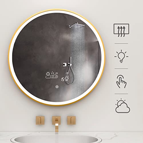 BYECOLD 28" Round Smart Mirror Bathroom Vanity Lighted Makeup Mirror