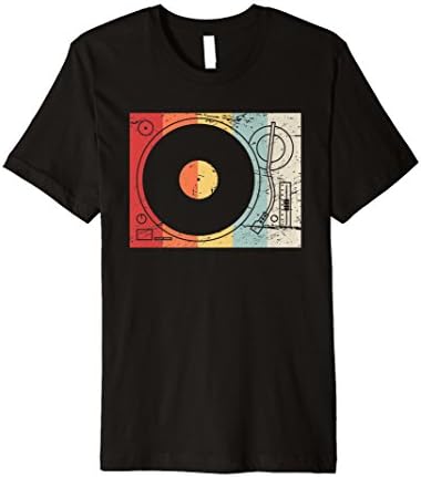 Mens Retro Record Player Turntable Vinyl DJ T-Shirt XL Black