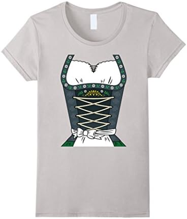 Womens Dirndl Dress Oktoberfest T-Shirt or Halloween Costume Large Silver