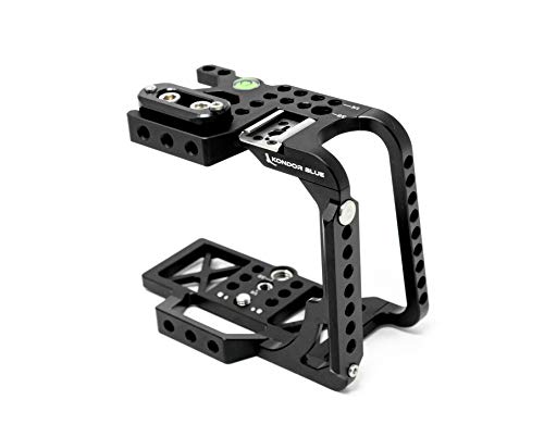 KONDOR BLUE BMPCC4K Half Cage Rig for Blackmagic Pocket Cinema Camera 4K with Top Handle, NATO Rails, 15mm Rod, Cold Shoe, Bubble Leveler and Optional T5 SSD Holder, Metabones Speedbooster Bracket