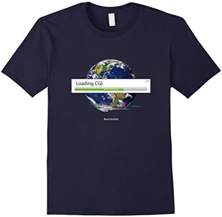 Mens Loading CGI - Funny FET Flat Earth Truth Shirt Space Hoax Small Navy
