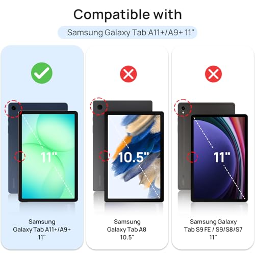 Gerutek 2 Pieces Screen Protector for Samsung Galaxy Tab A11 Plus / A11+ / A9 Plus / A9+ 11 Inch 2025/2023 Tempered Glass [Ultra Clear] [9H Hardness] [Anti-Scratch]