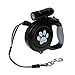 Dog Retractable Leash, IDEAPRO 26 ft 110 lbs Dog Walking Leash Heavy Duty Tangle Free Nylon Dog Leash with LED Detachable Flashlight for Medium Large Dogs (Black)