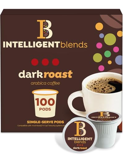 Intelligent Blends Dark Roast Coffee Pods, 100 ct, Single Serve Pods – 100% Arabica Coffee, Compatible with Keurig K Cups Maker