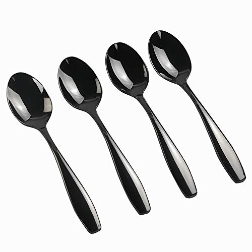 Wekiog Black Dinner Spoons, Stainless Steel Flatware Spoons, 12 Pieces