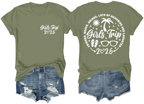 RXGOY Girl's Trip 2026 V-Neck T-Shirt for Women Good Friend