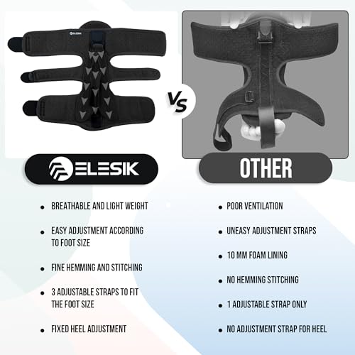 ELESIK Plantar Fasciitis Night Splint and Brace, Upgraded Planters Facetious Relief, Foot Drop and Achilles Tendonitis Relief Brace. Night Splint for Plantar Fasciitis Women and Men, Black