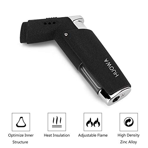 Jet Torch Cigar Lighter with Soft or Jet Flame Function and Butane Gas Visible Window, Fuel Refillable Windproof Cigarette Lighter