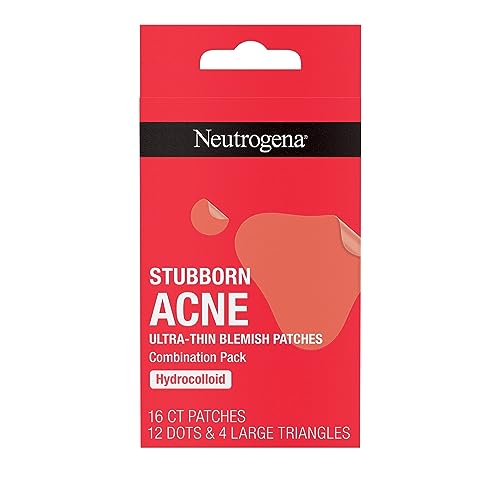 NEUTROGENA STUBBORN ACNE BLEMISH PATCHES COMBINATION PACK, ULTRA-THIN HYDROCOLLOID ACNE PATCH ABSORBS FLUIDS & REMOVES IMPURITIES TO HELP PIMPLES LOOK SMALLER, 2 SIZES, 16 PATCHES