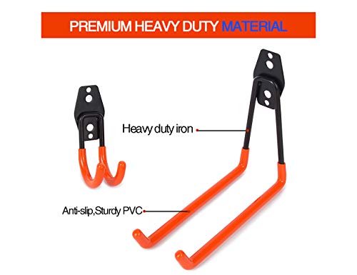 Tonsiki 10 Pieces Garage Storage Utility Double Hooks, Multi-size Heavy Duty Iron Wall Mount Tool Holder for Home Chair Ladder, Organizing Power Tools, Bulk items