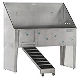 Groomer's Best Walk-Through Bathing Tub with Right Plumbing and Left Ramp, 58-Inch