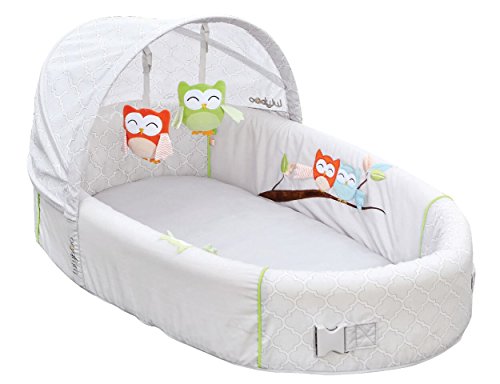 LulyBoo Portable Owl Theme Baby Lounge with Activity Bar and Rattle Toys