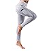 K&T Women's Yoga Pants, Power Flex High Waist Tummy Control Workout Yoga Capri Leggings with Out Pockets(Large, Light Grey)