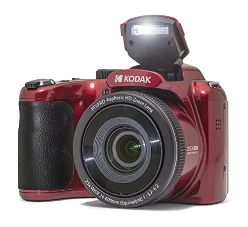KODAK PIXPRO AZ255-RD 16MP Digital Camera 25X Optical Zoom 24mm Wide Angle Lens Optical Image Stabilization 1080P Full HD Video 3