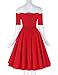 50s Style Red Christmas Dress Off Shoulder Bridal Showers Dress (Red, L)