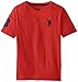 U.S. Polo Assn. Big Boys' Solid V-Neck T-Shirt with Large Embroidered Logo, Red / Navy, 14/16