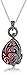 Amazon Collection Sterling Silver Oxidized Marcasite and Garnet Colored Glass Filigree Teardrop Pendant Necklace, 18