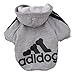 Pet Dog Clothes Coat Soft Cotton Adidog Clothing 7 Colors Small Size S M L Xl XXL Dog Jacket (S, Gray)
