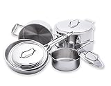 USA Pan 1550CW-1 5-Ply Stainless Steel 8 Piece Cookware Set, Oven and Dishwasher Safe, Made in The USA, Silver