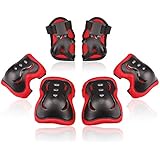 BOSONER Kids/Youth Knee Pad Elbow Pads Guards Protective Gear Set for Roller Skates Cycling BMX Bike Skateboard Inline Skatings Scooter Riding Sports (Black/Red, Small (3-8 Years))