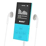 RUIZU X18 Mp3 Player with Bluetooth, Music Player with FM Radio, 100hrs Playback, and 128GB Expandable, Independent Volume Button, Blue