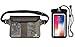 Freegrace Premium Waterproof Pouch Set with Waist/Shoulder Strap - Best Way to Keep Your Phone and Valuables Dry and Safe - Perfect for Boating Swimming Snorkeling Kayaking (Gray + Waterproof Case)