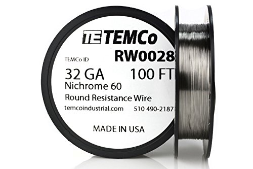 Click Here to See More Images TEMCo Nichrome 60 series wire 32 Gauge 100 Ft Resistance AWG ga