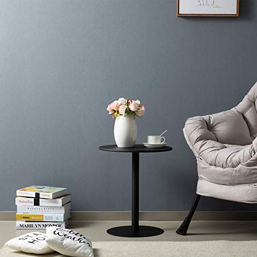HollyHOME Round Metal AntiRust End Table, Accent Small Snack