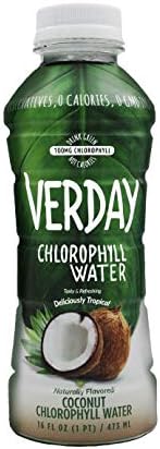 Verday Chlorophyll Water, Coconut, Paleo, Vegan, Keto, Detox and Diet Friendly, Non-GMO, Gluten-Free, No Preservatives, No Diet Sweeteners, Zero Calories, 16oz (Pack of 4