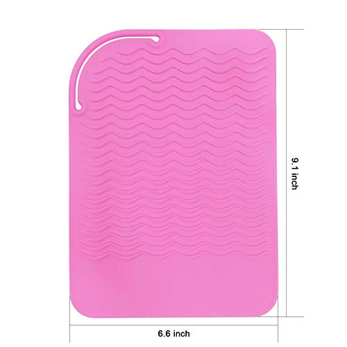 Sygile Silicone Heat Resistant Travel Mat, Anti-heat Pad for Hair Straighteners, Curling Irons, Flat Irons and Other Hot Styling Tools - Baby Pink