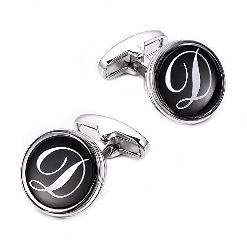 Merit Ocean Mens Letter Initial Cufflinks Alphabet Rhodium Plated Cuff Links Wedding Business A-Z