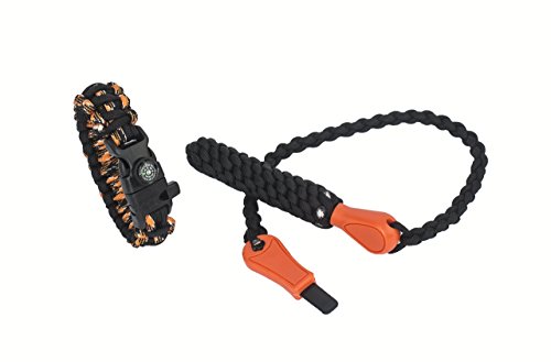 Emergency Fire Starter Kit Magnesium Rod Camping Survival Tool Paracord Bracelet With Compass And Whistle