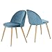 GreenForest Dining Chairs Set of 2, Mid Century Modern Kitchen Chairs Velvet Upholstered Accent Leisure Chairs for Living Room, Blue